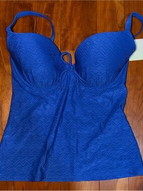 CLEO Matilda CW0081 Cobalt Moulded Plunge Tankini Sz 32DDDD/G